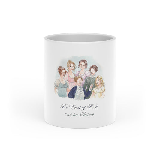Heart-Shaped Mug featuring Lord Poole and his sisters